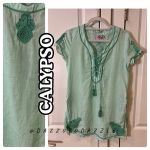 CALYPSO ST. BARTH Embroidered Boho Linen Tunic Coverup Top | Small​​​​